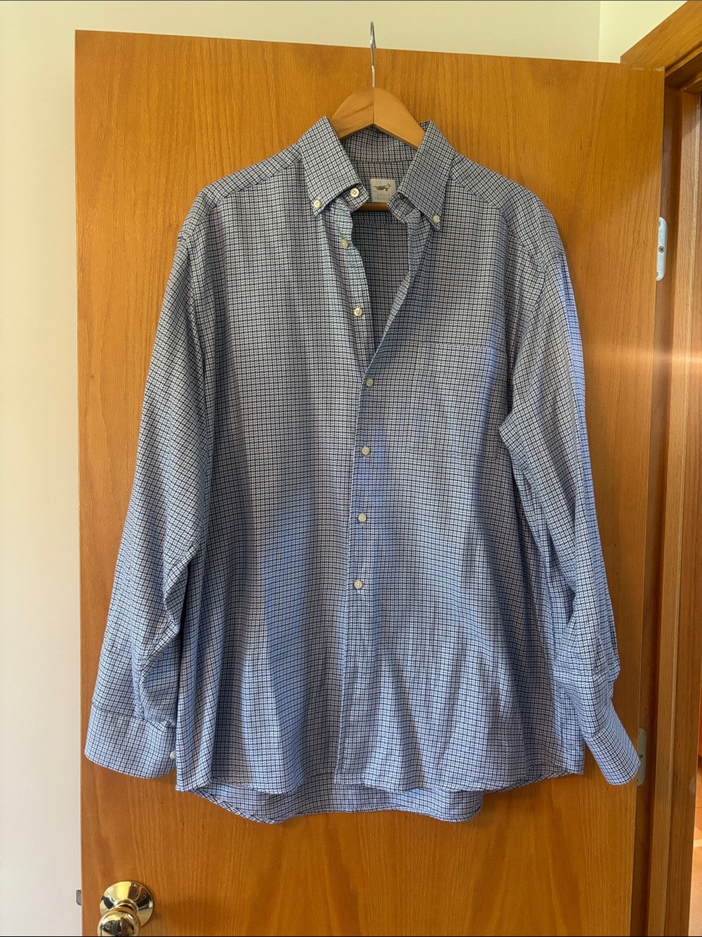 Tweeds Blue and White Micro-Check Button-Up Shirt